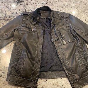 Black leather motorcycle jacket